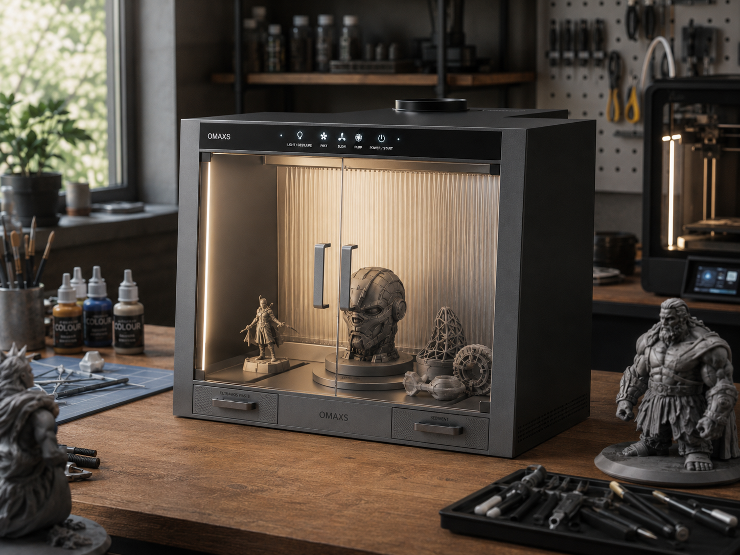 Omaxs Finishing Station in a model-making studio
